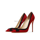 Scarpe da Donna Eleganti con Tacco a Spillo, Fiocco in Pelle, Punta Affusolata, Rosso/Bianco/Verde, Tacco 8/10/12cm, Scarpe da Festa di Design