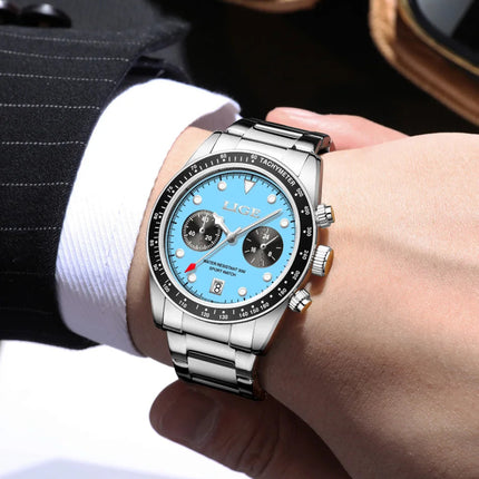 LIGE Nuovi orologi da uomo Orologi da polso al quarzo da uomo di lusso delle migliori marche Cronografo sportivo impermeabile e luminoso Relogio Masculino+BOX platinumshop