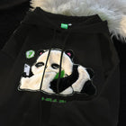 Winter Thicken Hoodies Chinese Flocking Embroidery Kawaii Cartoon Panda Hooded Sweatshirt Couple Matching Cute Fleece Pullovers