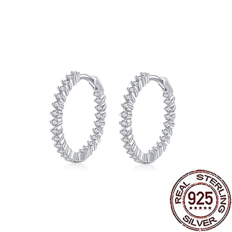 CWWZircons 925 Sterling Silver New Fashion Cubic Zircon Round Hoop Earrings for Women Girls Fine Party Jewelry Accessories SE012 PlatiNum