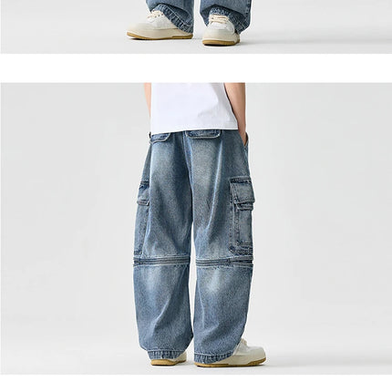Pantaloni in denim Pantaloni casual alla moda stile americano da uomo Pantaloni larghi da uomo Hip Hop Jeans oversize Pantaloni in vita elastica da uomo