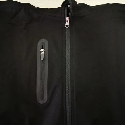 Men's Cotton Training Sets Gym Sportswear Zipper Hoodie Casual Sports Hooded 2-piece Top with Pants Black Sweatshirts Sweatpants PlatiNum