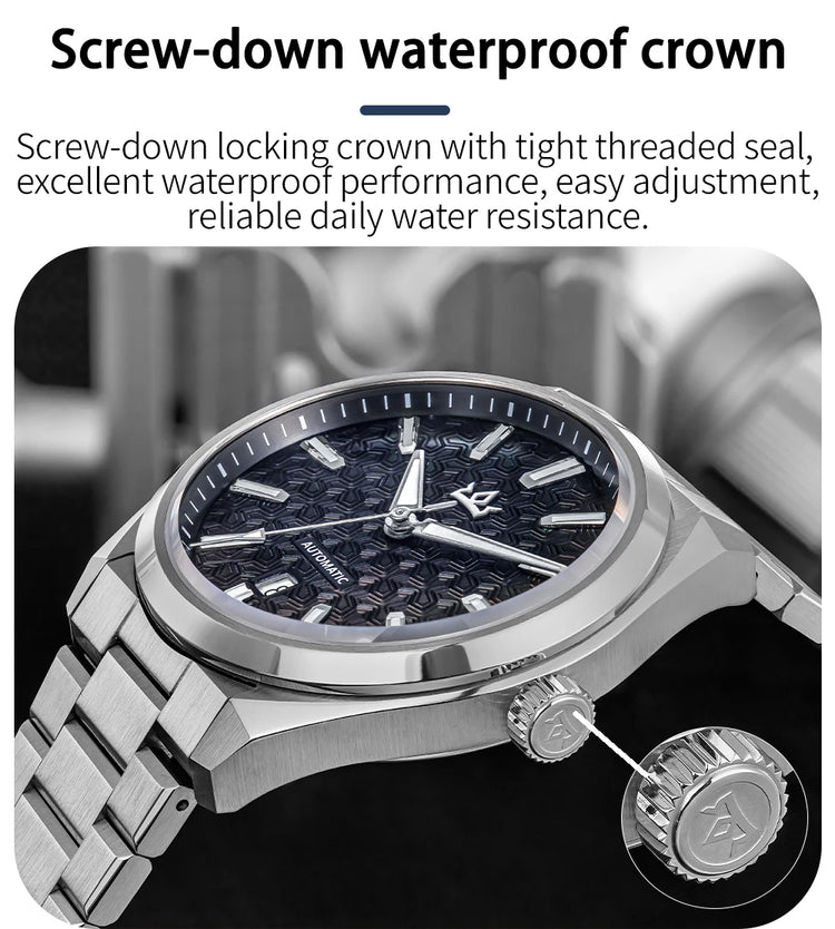 AddiesKin K014 Men's Automatic Mechanical Watch ST2130 Movement Cameo Shell Dial Sapphire Crystal 40mm 200M Water Resistant 316L