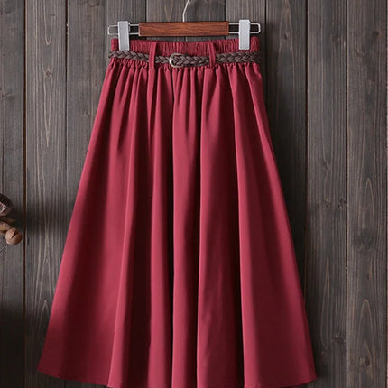 Gonna estiva midi al ginocchio da donna con cintura Gonna da scuola a pieghe a vita alta da donna coreana alla moda femminile