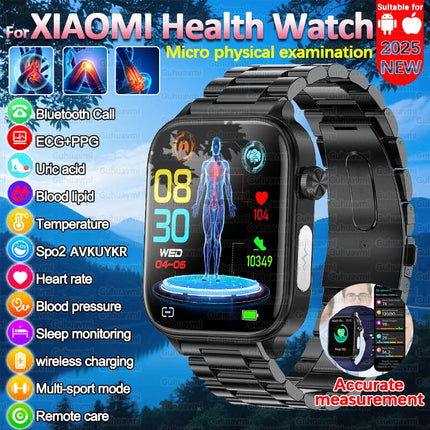 Nuovo 2025 Smartwatch per XIAOM1 con ECG+PPG, Monitoraggio Grasso Sanguigno e Acido Urico, Frequenza Cardiaca, Pressione Sanguigna, Chiamate Bluetooth per Uomini e Donne platinumshop