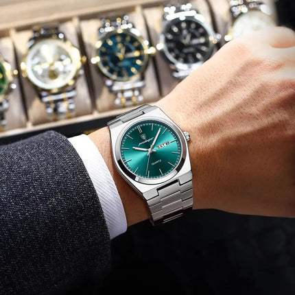 POEDAGAR Orologi da uomo di lusso Impermeabile luminoso Data Settimana Orologio da uomo in acciaio inossidabile Moda casual Orologio da polso da uomo al quarzo Reloj platinumshop