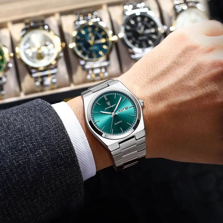 POEDAGAR Orologi da uomo di lusso Impermeabile luminoso Data Settimana Orologio da uomo in acciaio inossidabile Moda casual Orologio da polso da uomo al quarzo Reloj platinumshop