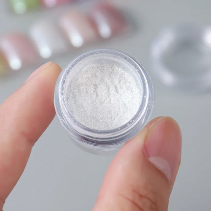 1 Box Chrome Mirror Nail Powder Pearl White Rubbing Pigment Dust Moonlight Effect Shimmer Glitter Manicure Decor Nail Accessorie2028