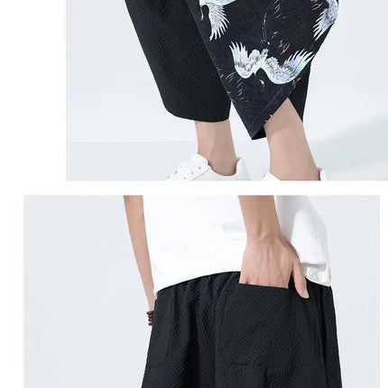 Pantaloncini estivi da uomo stile giapponese retrò comodi pantaloni da spiaggia traspiranti da uomo cintura elastica pantaloni casual Harun larghi e sottili