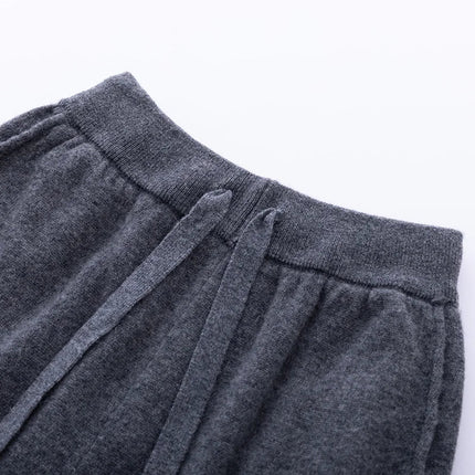 2024 Autumn And Winter New 100% Pure Wool Flat Small Foot Pants Women Loose High Waist Lean Knitted Cashmere Bunched Foot Pants PlatiNum