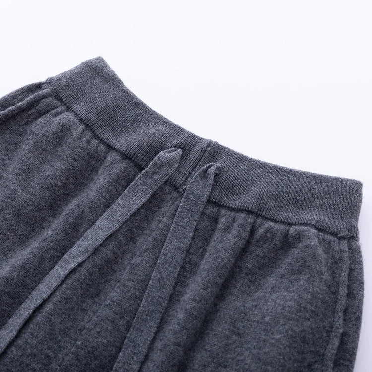 2024 Autumn And Winter New 100% Pure Wool Flat Small Foot Pants Women Loose High Waist Lean Knitted Cashmere Bunched Foot Pants PlatiNum