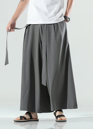 Abbigliamento da uomo in stile cinese estate sottile seta di ghiaccio pantaloni larghi Casual da uom