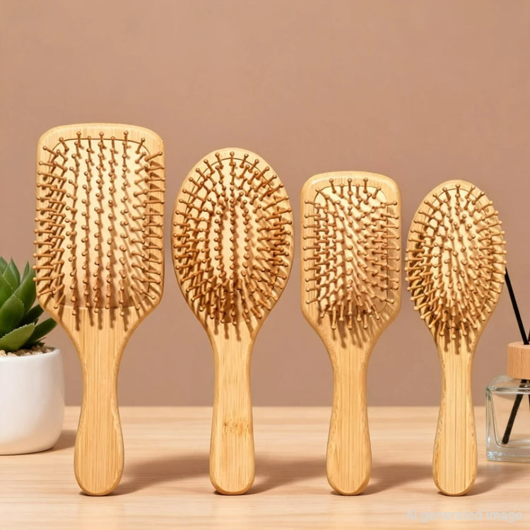 Bamboo Hairbrush Natural Wooden Anti-Static Brush Hair and Scalp Grooming Anti-Static Air Cushion Styling Tool Universal