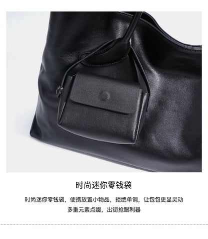 Motingsome Oversized Natural Leather Woman Bags 2025 New Fashion Handbag and Purses Large Capacity Commuter Bag Casual Tote