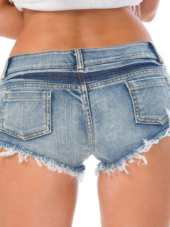 Women Short Hot Pants Jeans Slim Fit Low Waist Irregular Pockets Sexy Tassels Denim Shorts Button Fly Party Summer 2025