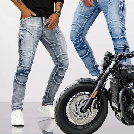 2025 New Motopants leisure motorcycle jeans riding trousers off-road motocross riding pants zipper design Multiple pockets PlatiNum