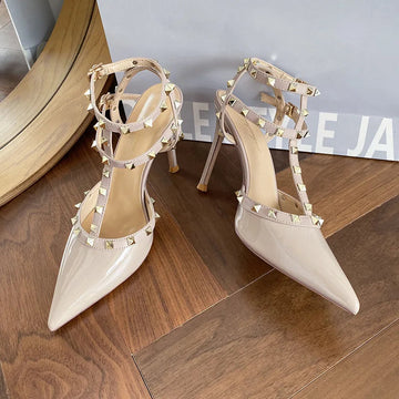 Scarpe da Donna di Design, Lussuose e Sexy con Borchie, Tacchi Alti Estivi, Sandali a Punta Stile Francese, Scarpe da Cerimonia, Zapatos De Mujer platinumshop