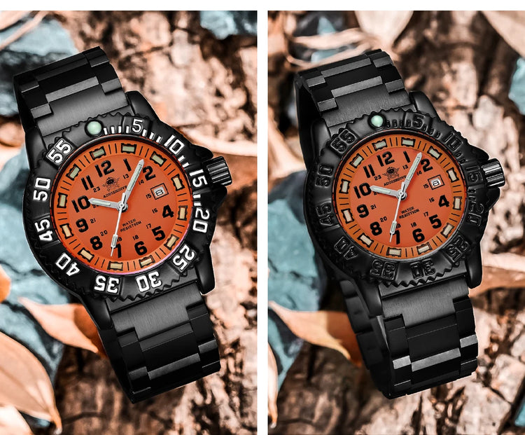 ADDIESDIVE 44mm Men's  Wrist Watch 50m Water Resistant Large Luminous Dial Date Display Stainless Steel Men's Quartz Watch