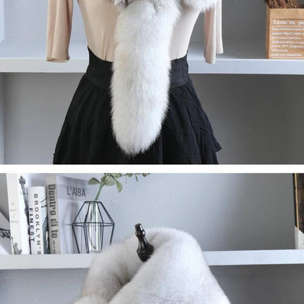 Unisex Real Fur Fox Scarf Men Woman Winter Warm Natural Fur Shawl Soft Headscarf Super big Gray Silver Fox Scarf Fur Accessories