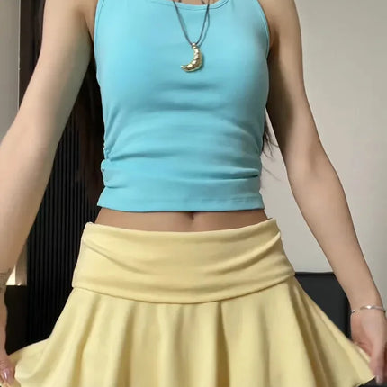 Minigonne Arricciate alla Moda con Vita Alta, Gonne Sportive Slim da Yoga per Donne, Abbigliamento Femminile Estivo Y2K Casual Anti-Esposizione