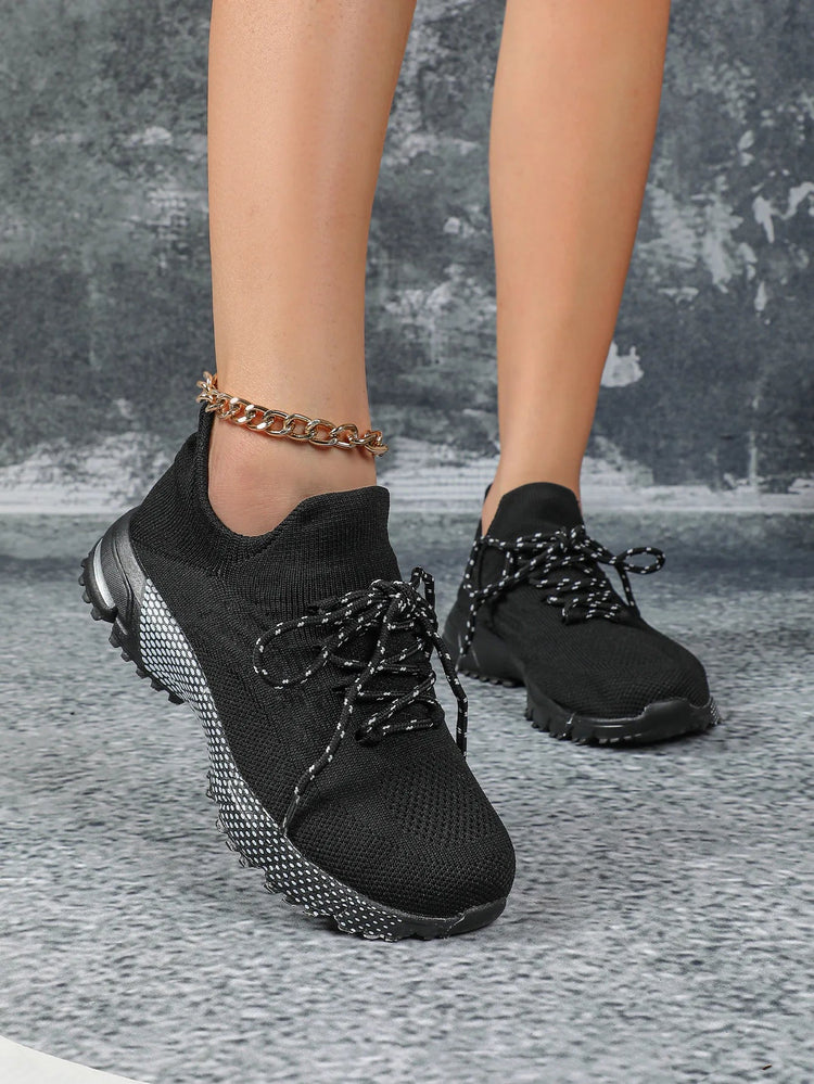 Breathable Socks Shoes Women Lightweight Knitted Casual Sneakers Non-slip Walking Footwear Outdoor Jogging Fitness Sports PlatiNum