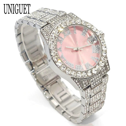 Orologio da Donna UNIGUET di Lusso alla Moda, Elegante Quadrante Piccolo con Diamanti Rosa, Mini Orologio da Polso al Quarzo Bling-Bling da Donna, Regalo platinumshop