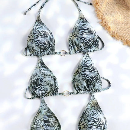Catene a triangolo sexy Set bikini Micro perizoma Costume da bagno donna Costume da bagno Biquini Fasciatura Costumi da bagno Stampa Costumi da bagno Perizoma Bikini platinumshop