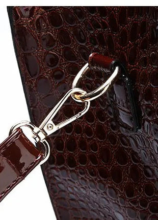 Luxury Vintage Women's Crocodile Pattern Handbag Large Capacity Tote Bag Leather Business Shoulder Bag For Female PlatiNum
