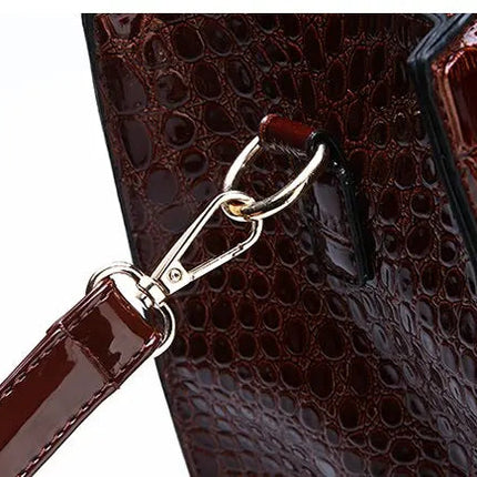 Luxury Vintage Women's Crocodile Pattern Handbag Large Capacity Tote Bag Leather Business Shoulder Bag For Female PlatiNum