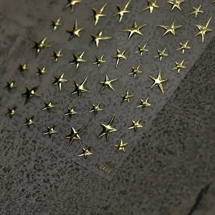3D Bronzing Laser Silver Irregular Star Nail Decals Metallic Effect Silver Pentagram Nail Decals Adhesive Nail Art Star Stickers