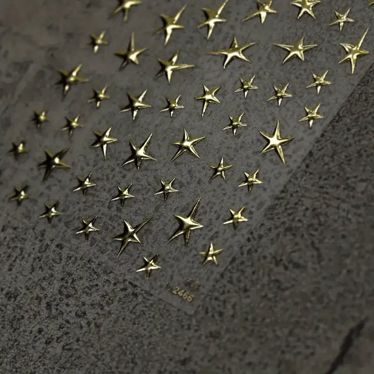 3D Bronzing Laser Silver Irregular Star Nail Decals Metallic Effect Silver Pentagram Nail Decals Adhesive Nail Art Star Stickers