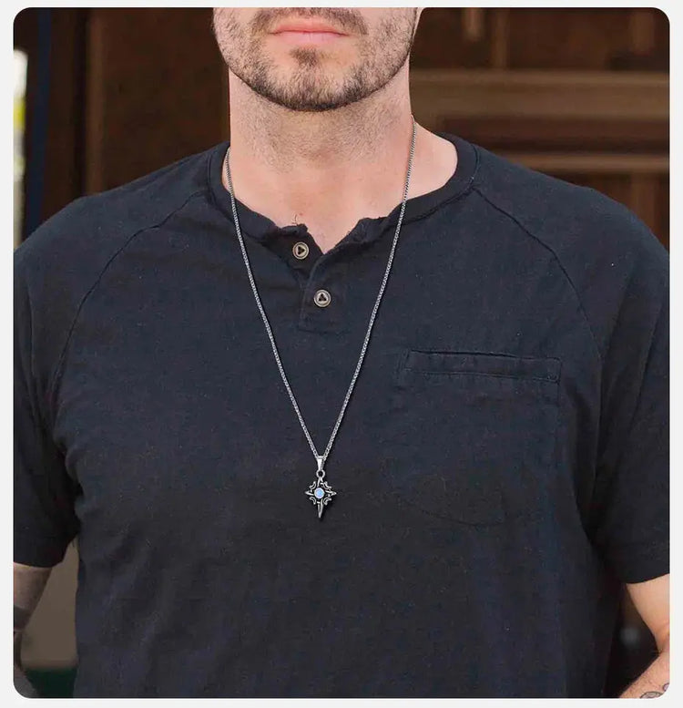 Vnox Witches Knot Moon Star Collane con ciondolo Orecchini per uomo Donna, set di gioielli con collare in pietra di luna con nodo celtico in acciaio inossidabile platinumshop