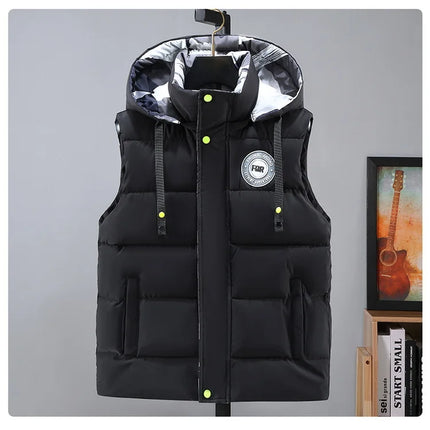 Hooded New Spring Autumn Sleeveless Jacket for Men Fashion Warm Hooded Male Winter Vest Light Plus Size Mens Work Vest Waistcoat