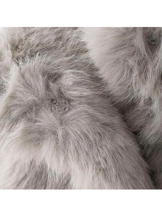 Women Light Grey Cropped Fur Jacket Vintage Harajuku 2000s Emo Teddy Coat Aesthetic Long Sleeve Autumn Jacket Outerwear Clothes