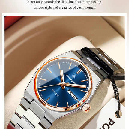 POEDAGAR Orologio da donna alla moda Orologio da polso da donna di lusso luminoso impermeabile in acciaio inossidabile Data settimana Orologi al quarzo da donna Reloj platinumshop