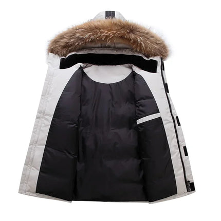 90% White Duck Down Removable Cap Men's Thermal Down Jacket Thick Puffer Jacket Men Coat High Quality Overcoat Winter Parka Men