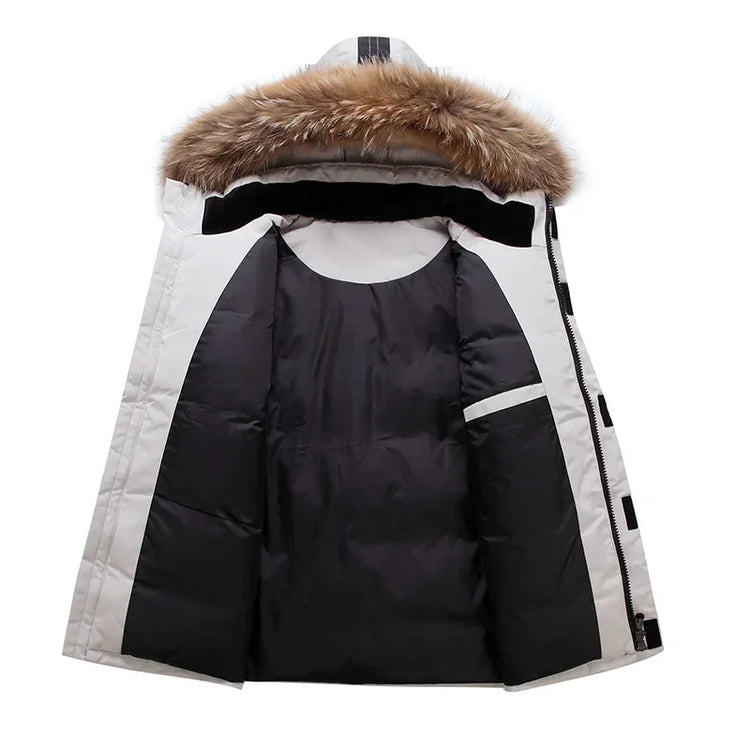 90% White Duck Down Removable Cap Men's Thermal Down Jacket Thick Puffer Jacket Men Coat High Quality Overcoat Winter Parka Men