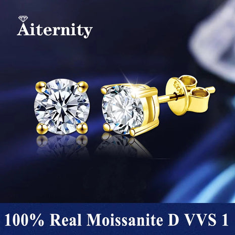 Promotion Moissanite Earrings for Women Pass Diamond Test Pen 100%  With Certificate Ear Studs 925 Sterling Silver Fine Jewelry PlatiNum