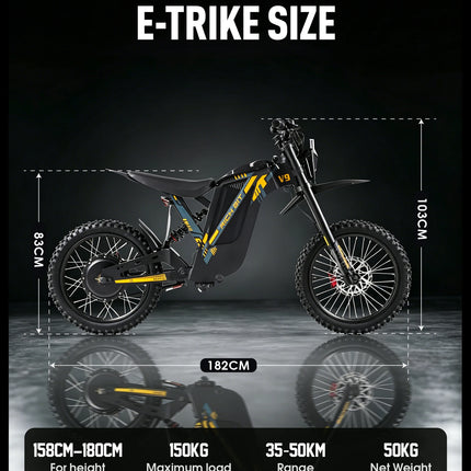 Bicicletta Elettrica da Montagna RICH BIT V9 Ultra, 48V 1500W (Picco 2500W), Batteria al Litio 20Ah, E-Bike ad Alta Velocità 60KM/H, Freno a Disco Idraulico, Bicicletta Fuoristrada a Lunga Autonomia