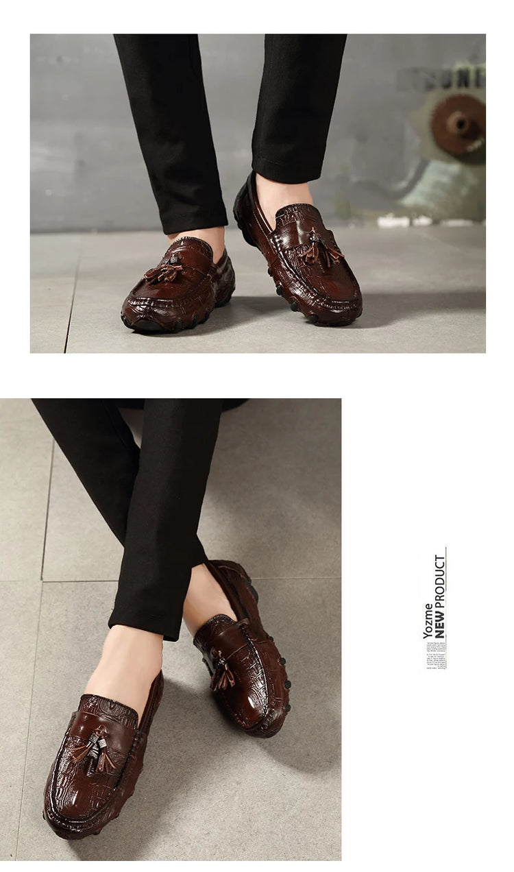 Mocassini da uomo di marca di lusso 2023 scarpe Casual in vera pelle mocassini con motivo a coccodrillo scarpe da uomo Plus Size 38-47 scarpe da guida