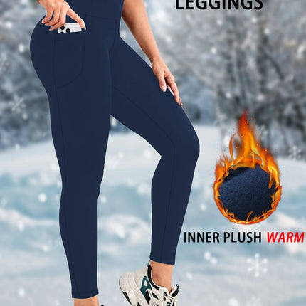 Leggings Termici da Donna con Fodera in Pile, Vita Alta con Tasche, Pantaloni Invernali Caldi e Spessi per Allenamento, Yoga e Corsa