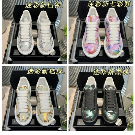 American European Fashion Casual Shoes Unisex White Platform Sneakers Man Sport Shoes In Printing Leather Women Heighten Loafers