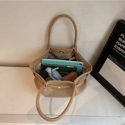 Nuove Borse a Spalla di Lusso 2026 con Motivo Lychee, in Pelle PU Tinta Unita, Borse da Donna di Grande Capacità, Borsa Tote da Viaggio