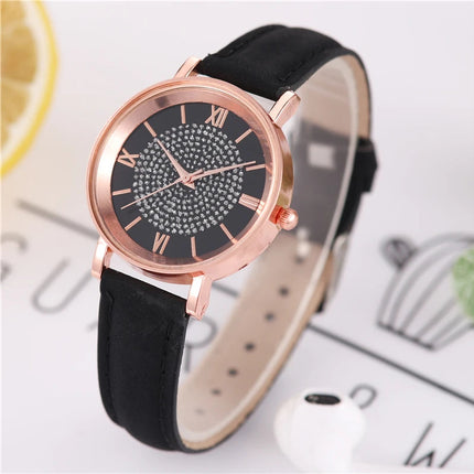 Orologio da donna alla moda con quadrante arabo, cinturino in pelle casual, orologi analogici al quarzo platinumshop