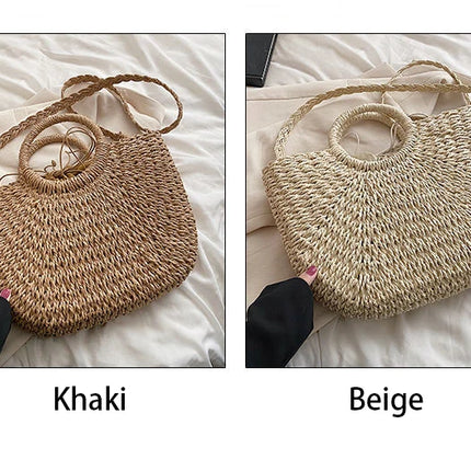 Borse in paglia intrecciata per donna Borsa da viaggio fatta a mano al mare Borsa da spiaggia estiva Nuova borsa a secchiello con manico Shopping Tote Bag Basket Bolsa