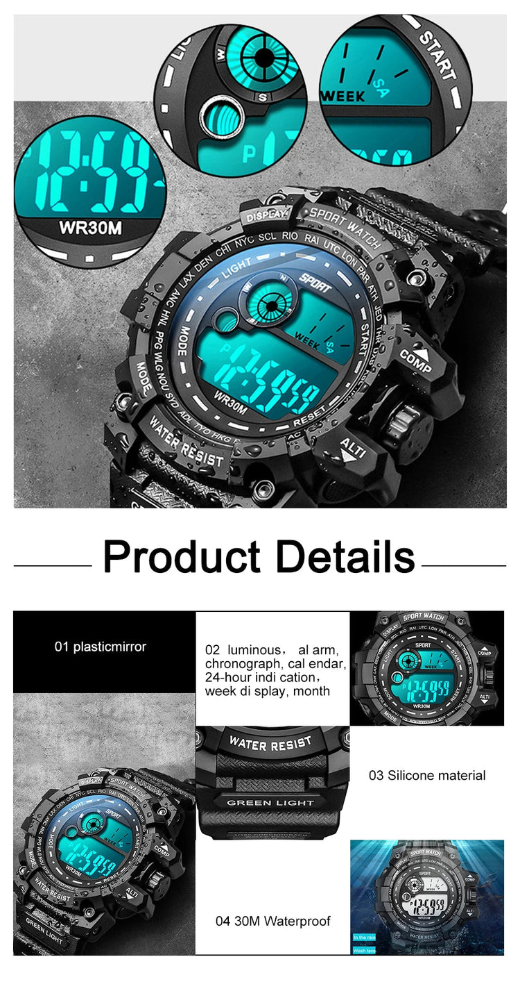 Nuovi uomini LED orologi digitali luminosi moda Sport orologi impermeabili per uomo data esercito orologio militare Relogio Masculino platinumshop