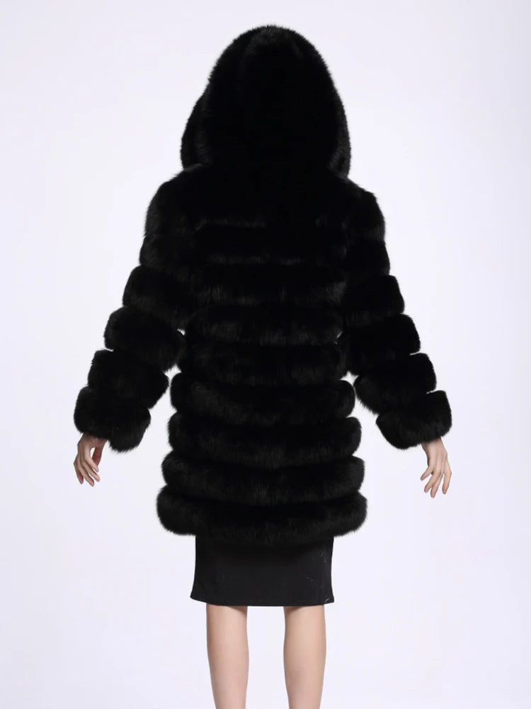 ZADORIN Winter Luxury Faux Mink Fur Coat Hooded Women Thick Warm Fluffy Faux Fur Jacket Ladies Coats Black Pink Fur Coats Top