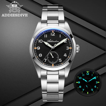 ADDIESDIVE 36mm Men Quartz VH60 Watch AD2099 BGW9 Luminous Bubble Mirror Pot Cover Glass 10Bar Waterproof Stainless Steel Watch
