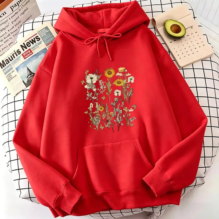Hoodie Sweatshirt Vintage Floral Print Hoodies Spring Autumn Winter Casual Hoodies Sweatshirts Men Women Retro Clothes