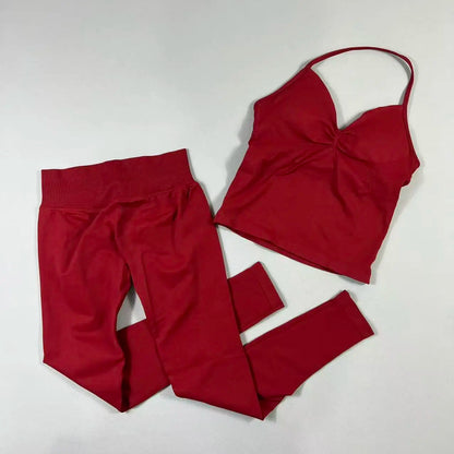 Yoga 2pcs Impact Gym Set Women Backless Tank Tops High Waist Scrunch Seamless Shorts Fitness Clothes Activewear Workout Sets